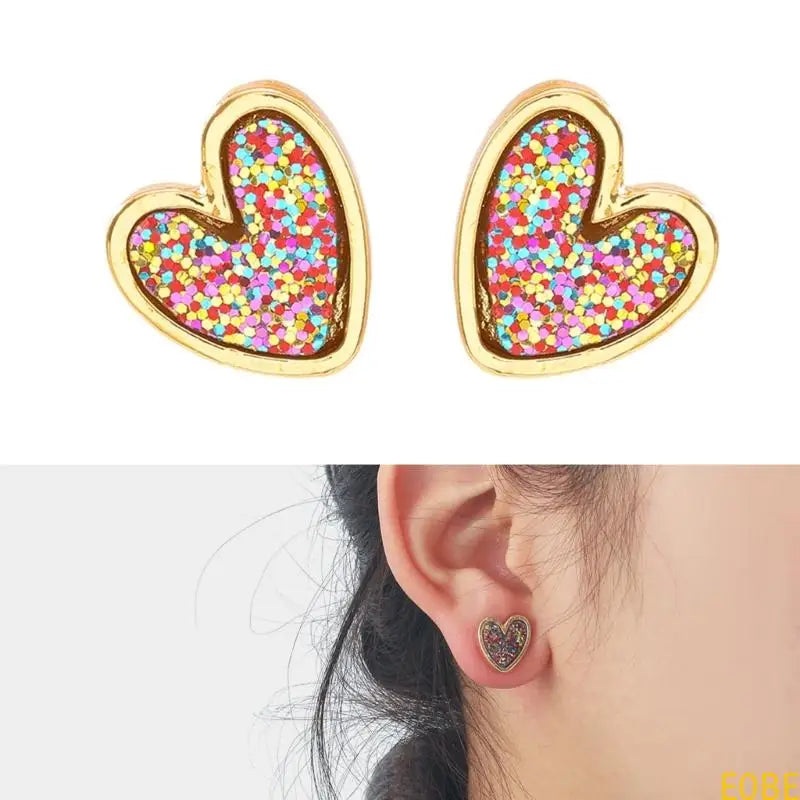 E0BE Creative Heart Earrings A Must Have Ear Studs Charm For Trendy Women's Wardrobe