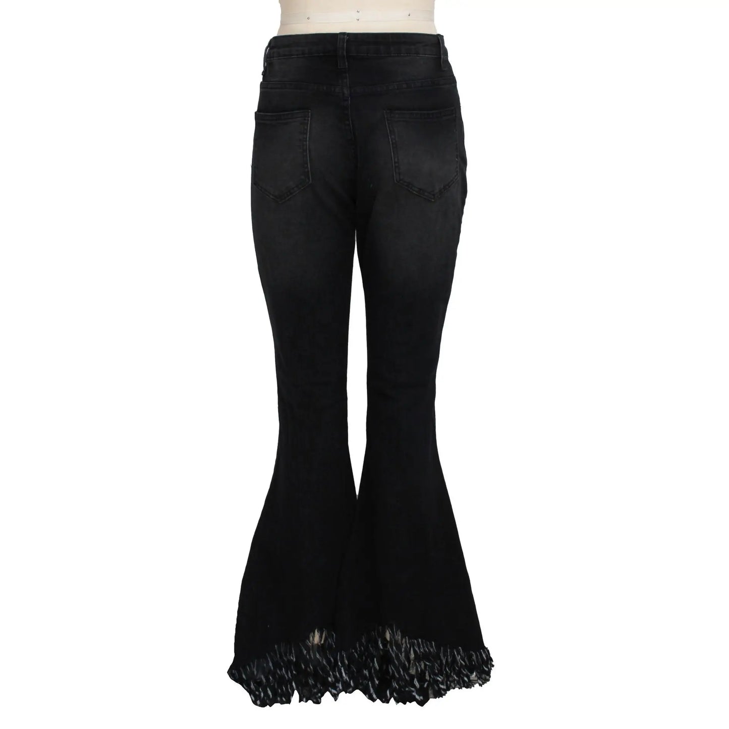 Jeans Women Long Pants Flare Pant Slim Fit Bodycon Y2k Streetwear Casual Elegant Splice Denim Trousers Solid Hole High Waist