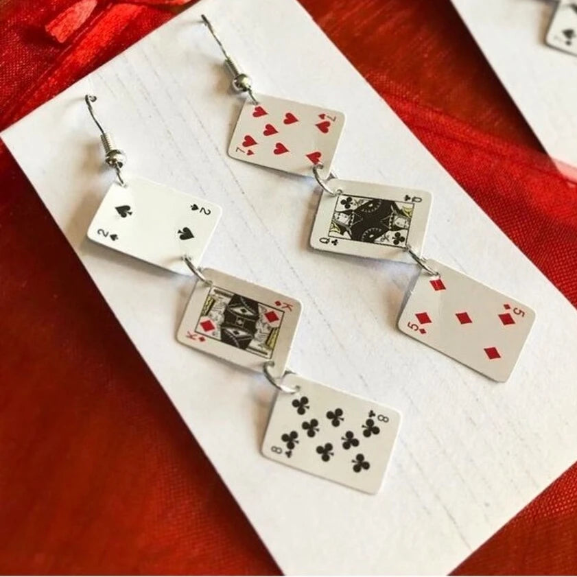 Playing Card Earrings Jewel Classical Handmade Loveliness Punk Jewellery Gorgeous Wedding Statement Women for Her Gift