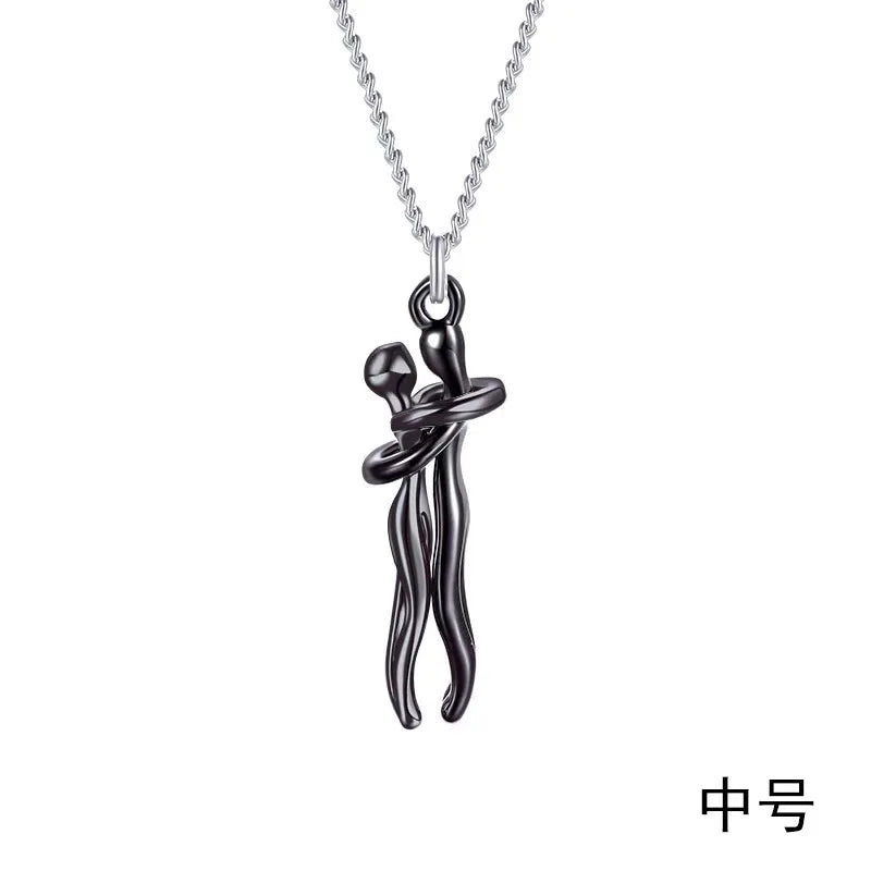 New Creative Couple Embrace Necklace Women's Fashion Collarbone Chain Passionate Couple Necklace Decoration Gift