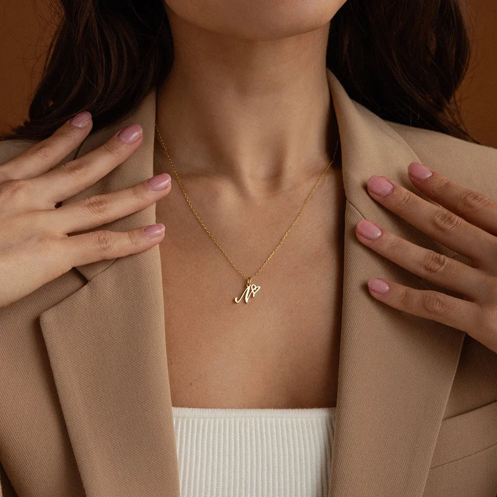 women Initial Necklace Art Letter A-Z Charm Pendant Necklace Women's Minimalism Jewelry Gift Stainless Steel Jewelry Wholesale