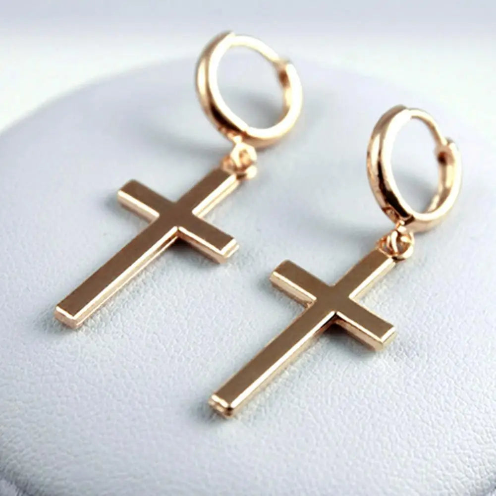 Beautiful Earrings Exquisite Cross Shape Drop Earrings Smooth Surface Cross Shape Earrings