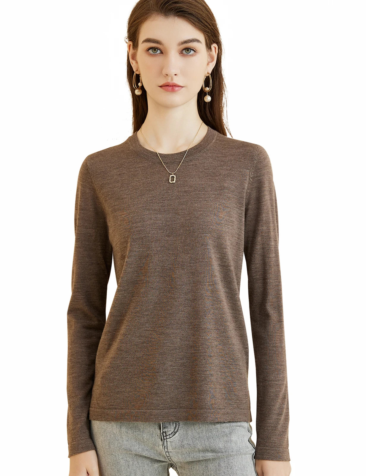 Women's T Shirt 100% Merino Wool Base Layer Top Fall Winter Fashion Crewneck Soft Merino Tee Long Sleeve Tops Knit Women Clothes