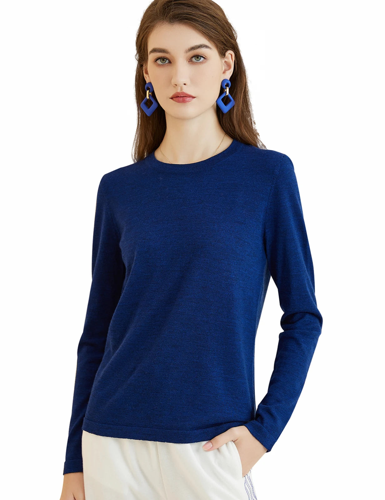 Women's T Shirt 100% Merino Wool Base Layer Top Fall Winter Fashion Crewneck Soft Merino Tee Long Sleeve Tops Knit Women Clothes