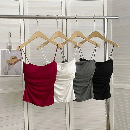 Women 2025 Elegant Lace Up Summer Tops One Shoulder Sweet Hollow Out Corset Lady Chic Crochet Flower Ruffled Sleeveless Camisole