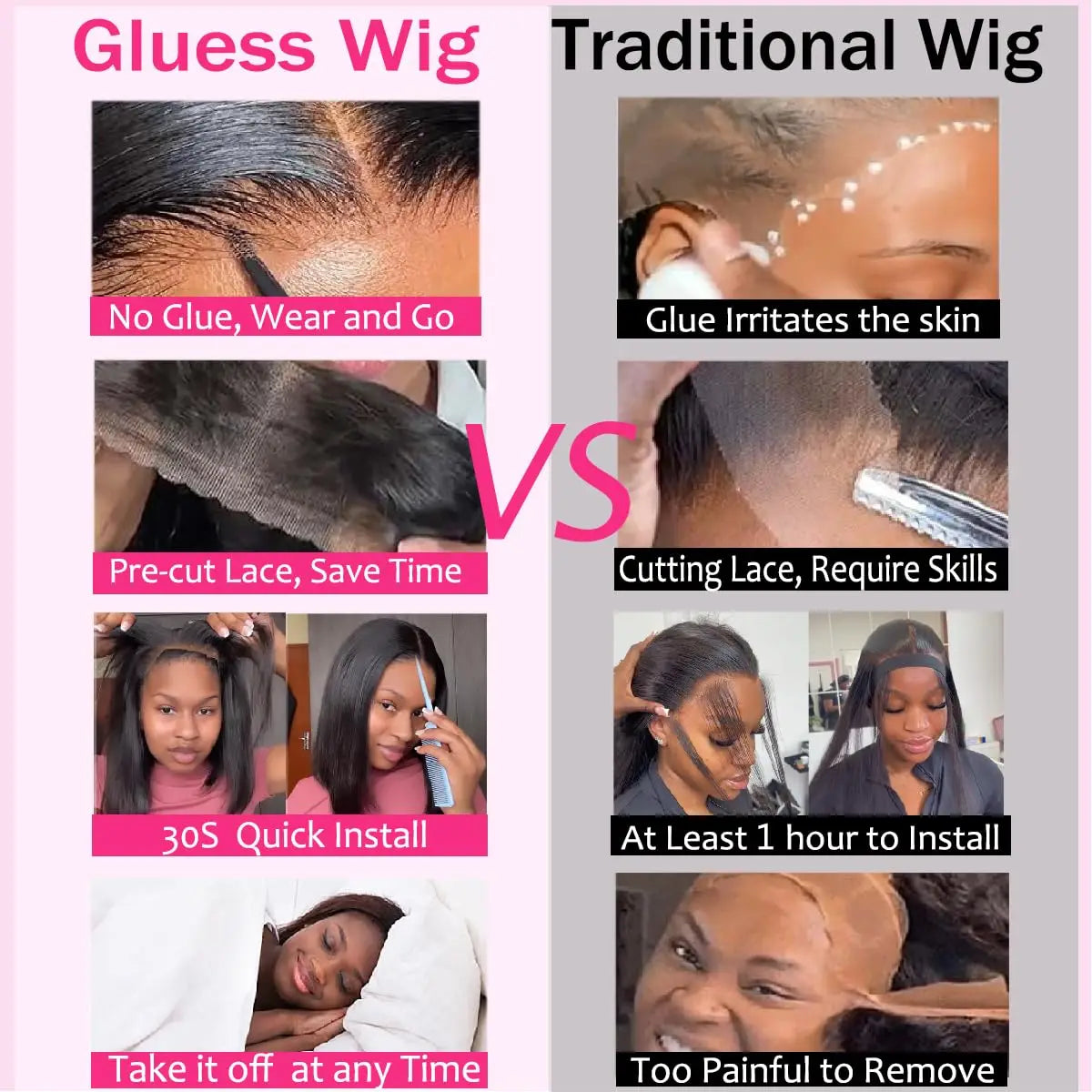 Glueless Wear Go Straight Human Hair Wigs Short Ready To Wear Bob Wigs Without Glue Closure Front Wigs For Women on Sale