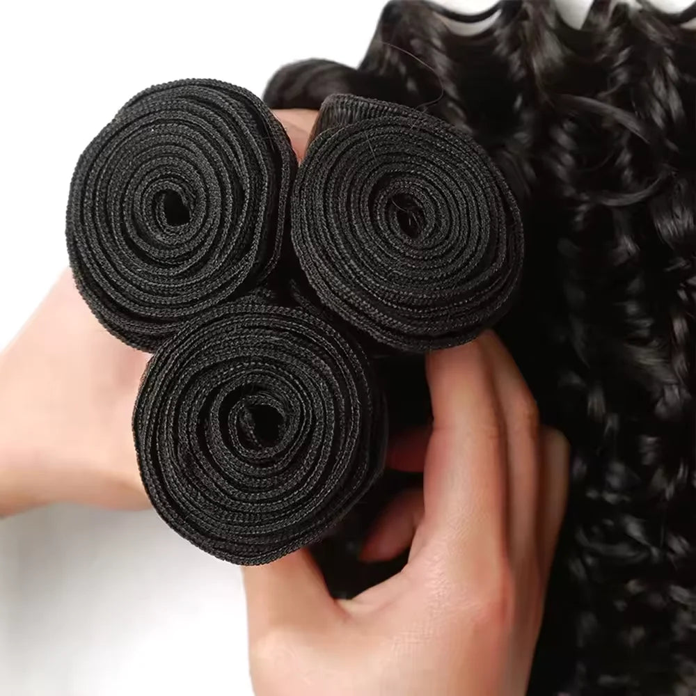 Water Wave Human Hair Bundles Natural Color 100% Human Hair Wig  Water Wave One Weave Bundles Unprocessed For Black Women