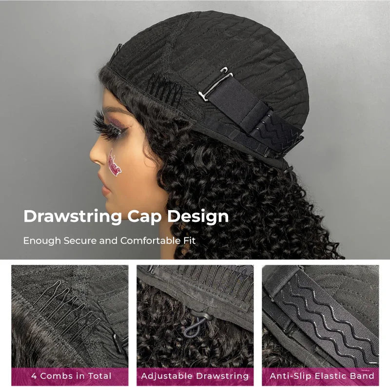 VSHOW 3 In 1 Half Wig With Drawstring Body Wave Wigs Human Hair Invisible Hairline Flip Over Wig Beginner Friendly