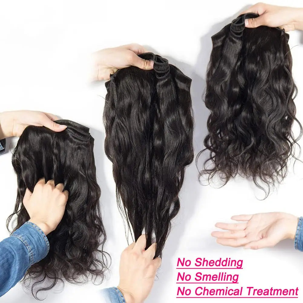 Human Hair Bundles Body Wave 26 28 30 Inch 100% Unprocessed Brazilian Virgin Hair Weave 3 Bundles Real Human Hair Natural Black