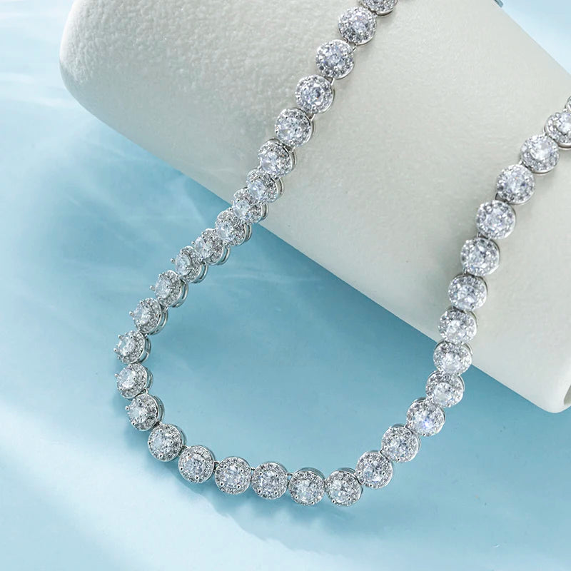 Tennis Necklace for Women Men Silver White Gold Plated Full Zircon Moissanite Tennis Chain Zircon Necklace For Men Gift