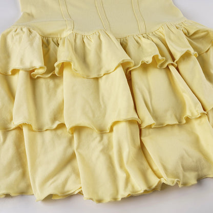 Women's Dresses 2025 Halter Mini Dress Chic U Neck Layer Ruffles Hem Bodycone A Line Vestido Summer Ladies Street Party Wear