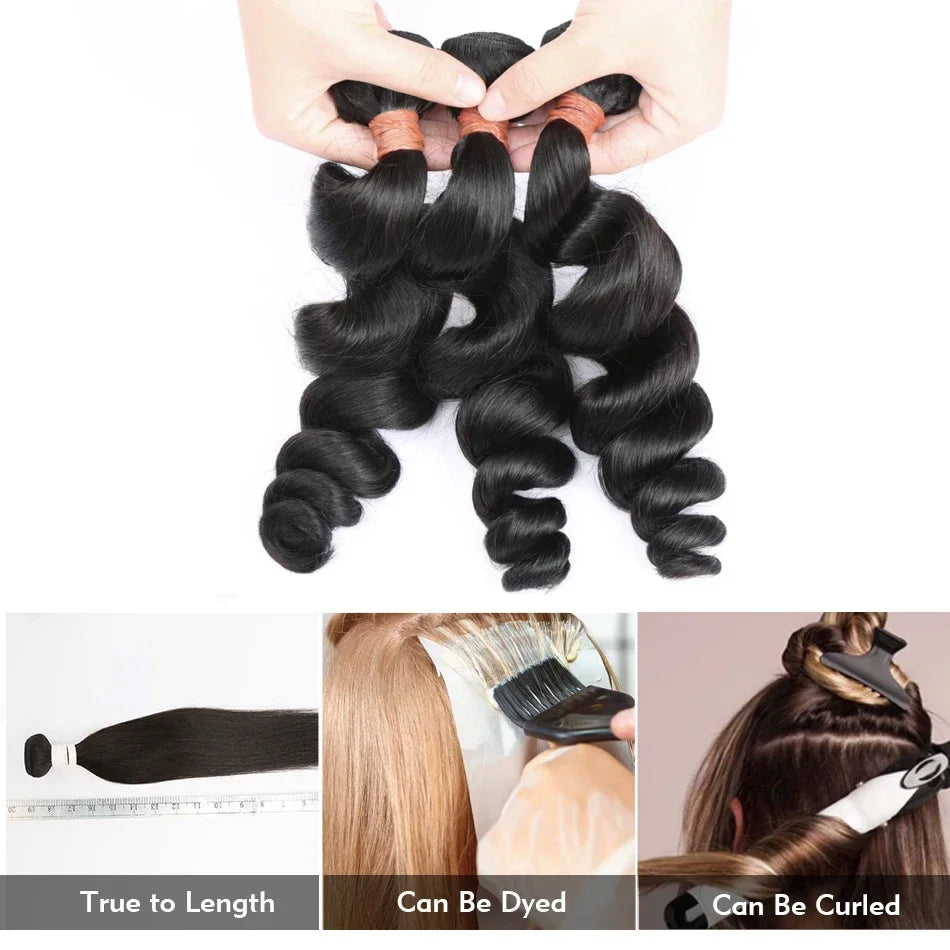 18-40 Inchs Loose Wave Bundles Brazilian Human Hair Weave Bundles 2/4/6 Bundles Deal Top Quality Human Hair Extensions Wholeasle