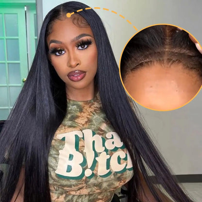 Wear Go Glueless Wig Malayaisn Straight 4x4  Lace Wig Preplucked Human Wigs Ready To Go Pre Cut Pre Bleached Knots