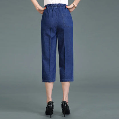 Casual Jeans Capris Female Summer Women Calf-Length Denim Pants Mom Jeans High Waist Jean For Woman jeans mujer