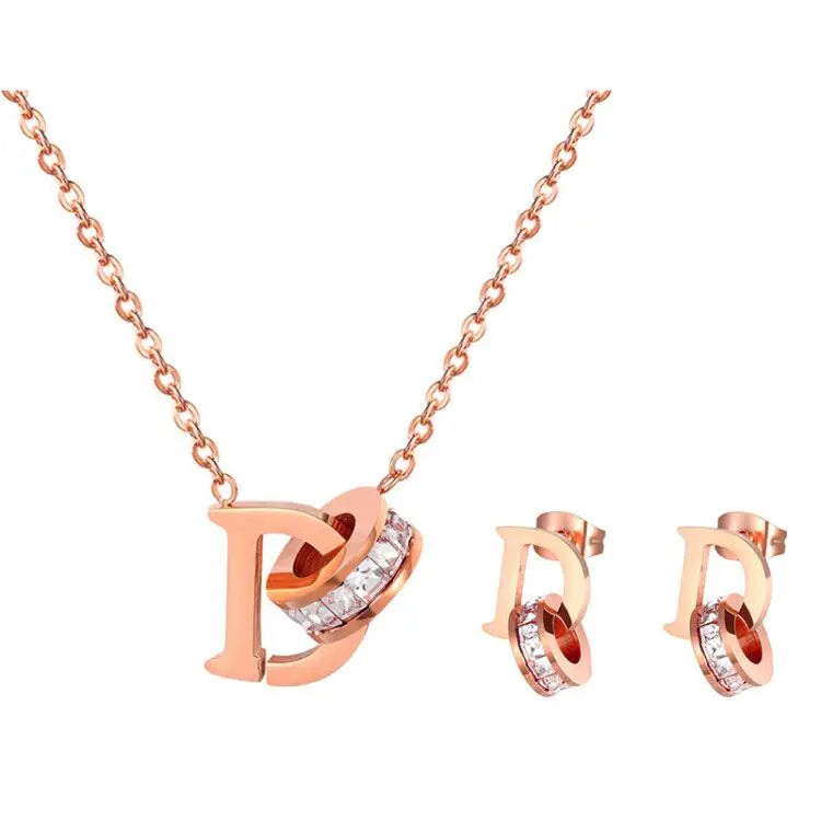 Classic Stainless Steel Necklace for women Designer Jewelry Luxury Necklace Women Necklace+Earrings T006