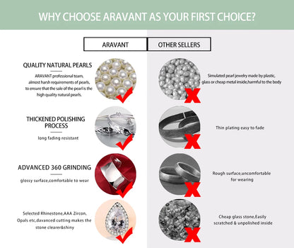 Aravant 925 Silver 8MM White Pearl Necklaces Chains For Women Fashion Jewelry Gifts