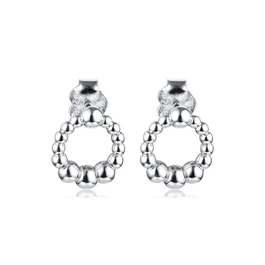 Beaded Circle Stud Earrings for Women Fashion Jewelry 925 Sterling Silver Earrings Female Classic Party Jewelry 2020 New Coming