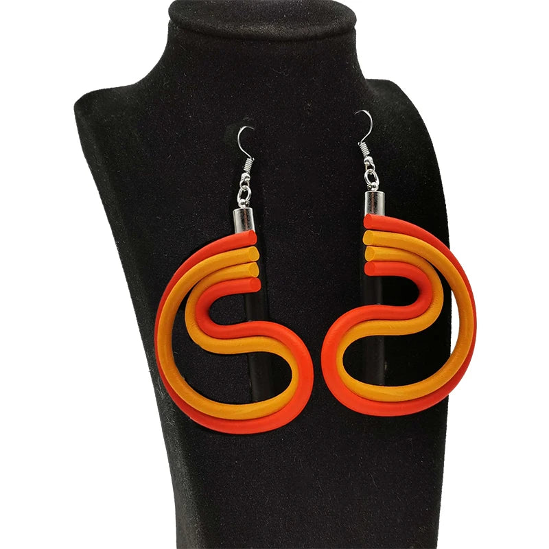 UKEBAY New Designer Handmade Big Statement Earrings For Women Multicolor Drop Earrings Bohemia Jewelry Party Accessories Gifts