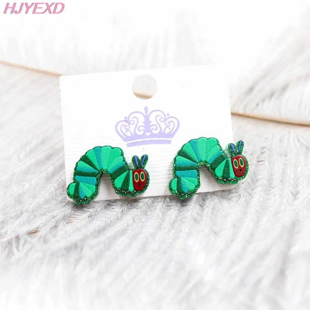 ST065 Acrylic Caterpillar Dangle Earrings Summer Earrings Glitter Acrylic Earrings