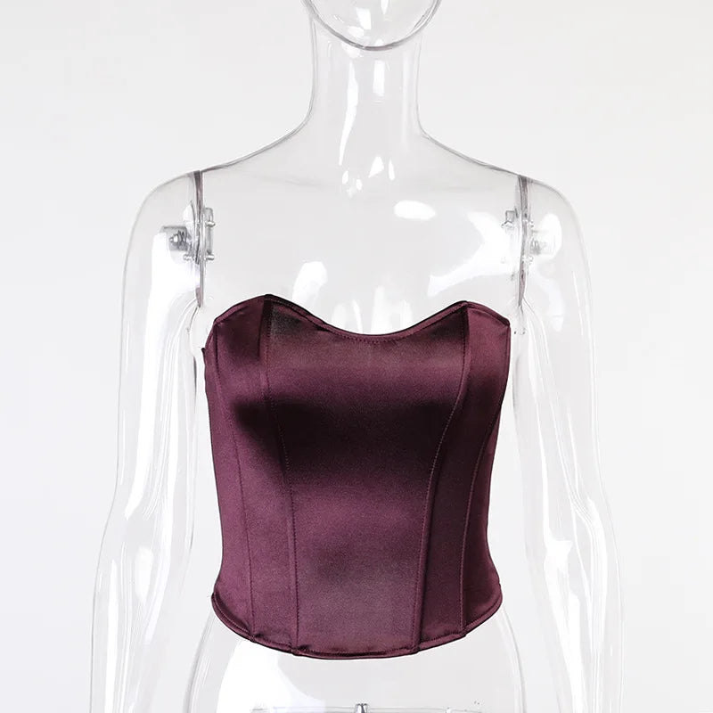Sexy Women Tube Tops Solid Sleeveless Slim Skinny Corset Cropped Top 2025 Summer Casual Elegant Female Strapless Vest