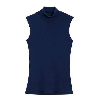 Summer Tops For Women 2025 Turtleneck Basic Sleeveless Lace Tank Tops Women Female Top Korean Tees Black White Blue