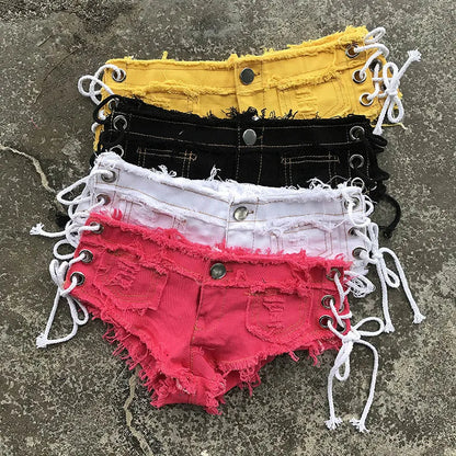 Women's Denim Shorts Jeans Very Low Waist Fashion Sexy Club Cotton Ladies Skinny 2021 Summer Beach Clothing Female Casual Hot