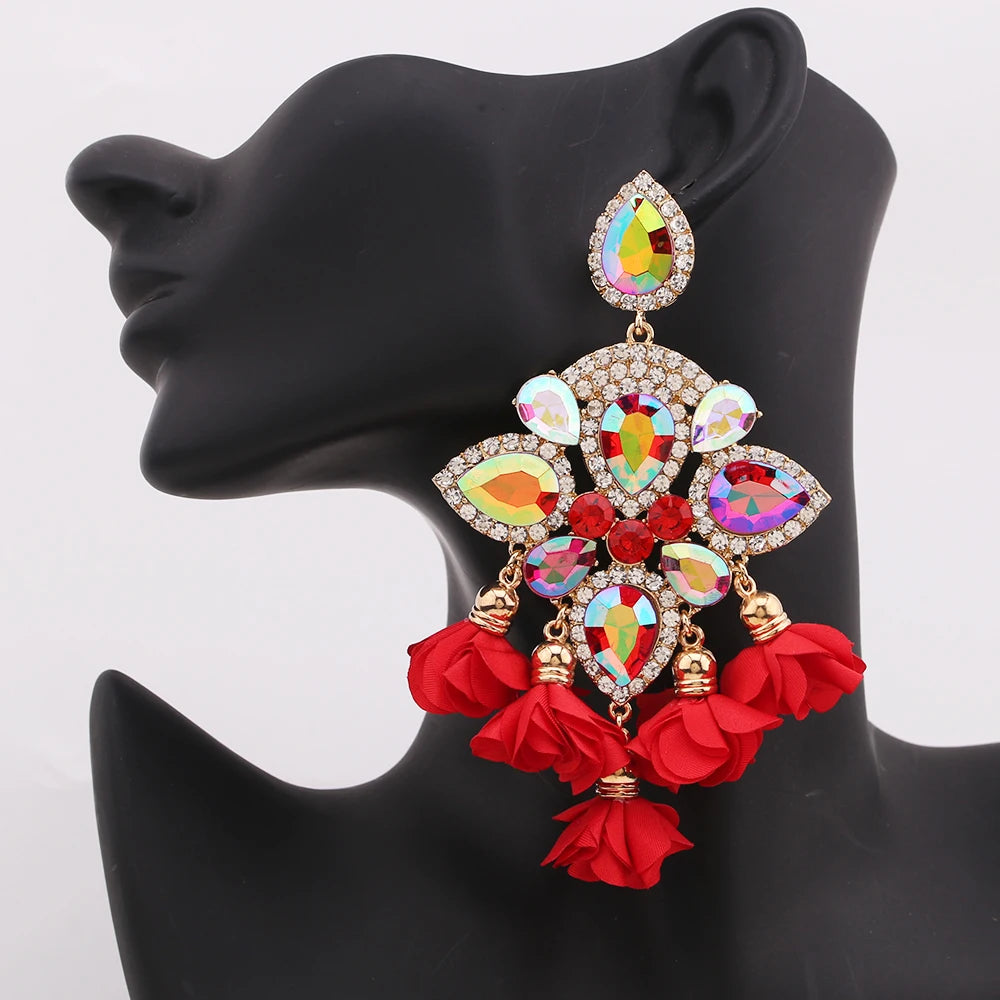 New Earrings Tassel Drop Earring Jewelry Earrings For Women Crystal Earrings Crown Dangle Earrings Long Earrings Boho Earings