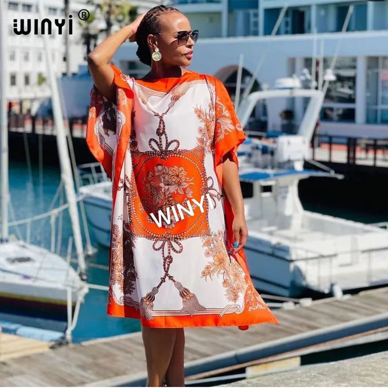 Printed Dresses For Women 2021 Fashion Design Loose Dress Batwing Maxi Long Femme Vestidos Summer Autumn Party Elegant Dress
