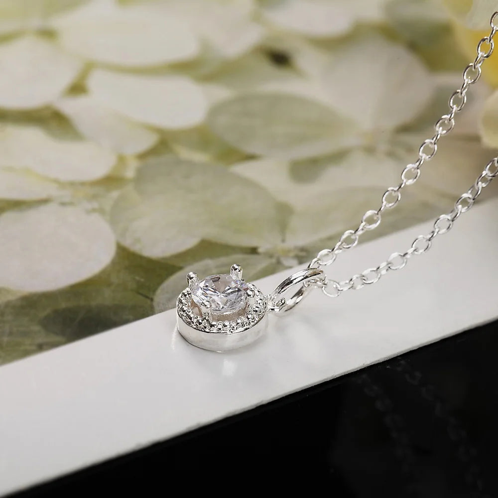 925 Sterling Silver Round Crystal Necklaces For Women Luxury Quality Jewelry Accesories Money 925  Everything