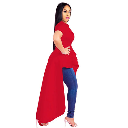 Fashion Evening Party Club Dress For Women Short Sleeve Irregular Ruffle Robe Dinner Dress Female African Clothing White Vestido