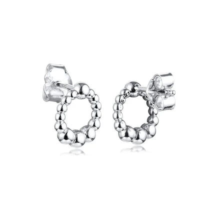 Beaded Circle Stud Earrings for Women Fashion Jewelry 925 Sterling Silver Earrings Female Classic Party Jewelry 2020 New Coming