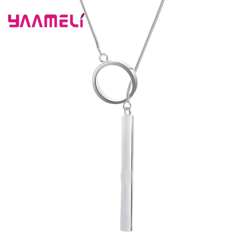 Trendy 925 Sterling Silver Necklace for Women Jewelry 18 Inches Creative Round Pendant Fashion Christmas Wedding Party Gifts