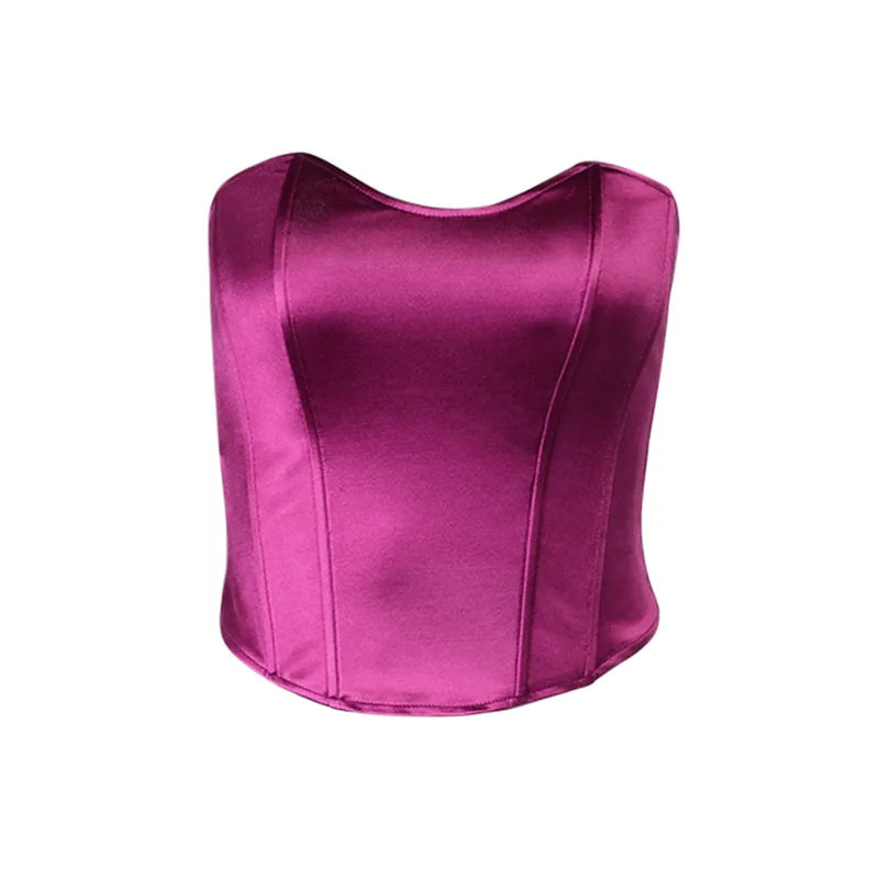 Sexy Women Tube Tops Solid Sleeveless Slim Skinny Corset Cropped Top 2025 Summer Casual Elegant Female Strapless Vest