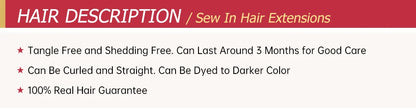 Moresoo Human Hair Bundles Weave in Double Wefted Machine Remy Hair Balayage Hair Pieces for Women Straight Weft Hair Extension