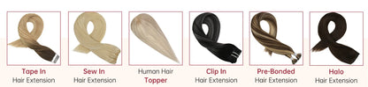 Moresoo Human Hair Bundles Weave in Double Wefted Machine Remy Hair Balayage Hair Pieces for Women Straight Weft Hair Extension