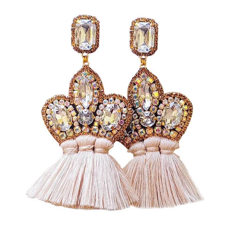 New Earrings Tassel Drop Earring Jewelry Earrings For Women Crystal Earrings Crown Dangle Earrings Long Earrings Boho Earings