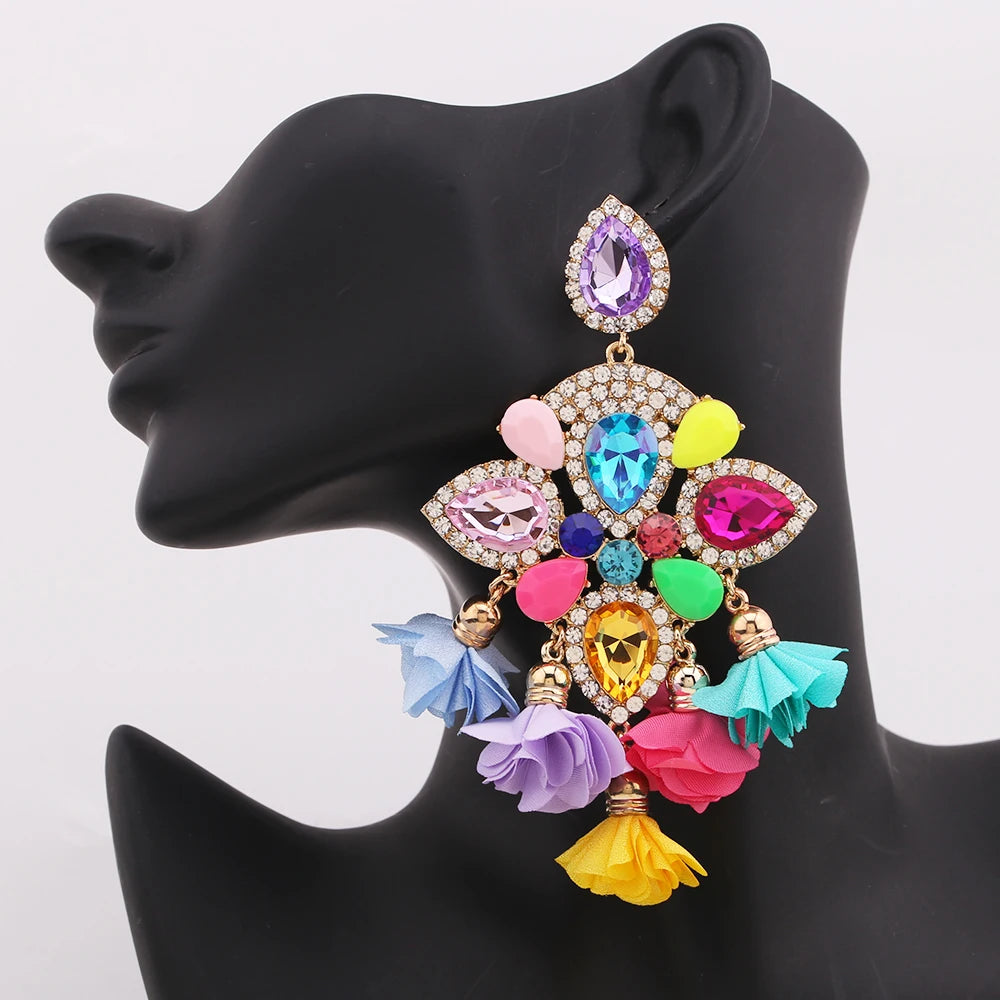 New Earrings Tassel Drop Earring Jewelry Earrings For Women Crystal Earrings Crown Dangle Earrings Long Earrings Boho Earings