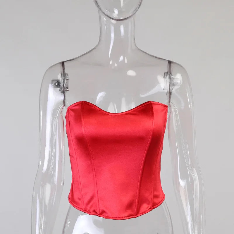 Sexy Women Tube Tops Solid Sleeveless Slim Skinny Corset Cropped Top 2025 Summer Casual Elegant Female Strapless Vest