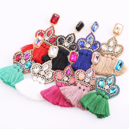 New Earrings Tassel Drop Earring Jewelry Earrings For Women Crystal Earrings Crown Dangle Earrings Long Earrings Boho Earings