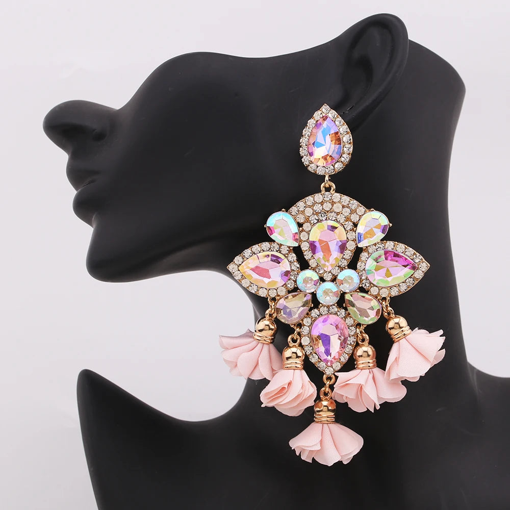 New Earrings Tassel Drop Earring Jewelry Earrings For Women Crystal Earrings Crown Dangle Earrings Long Earrings Boho Earings