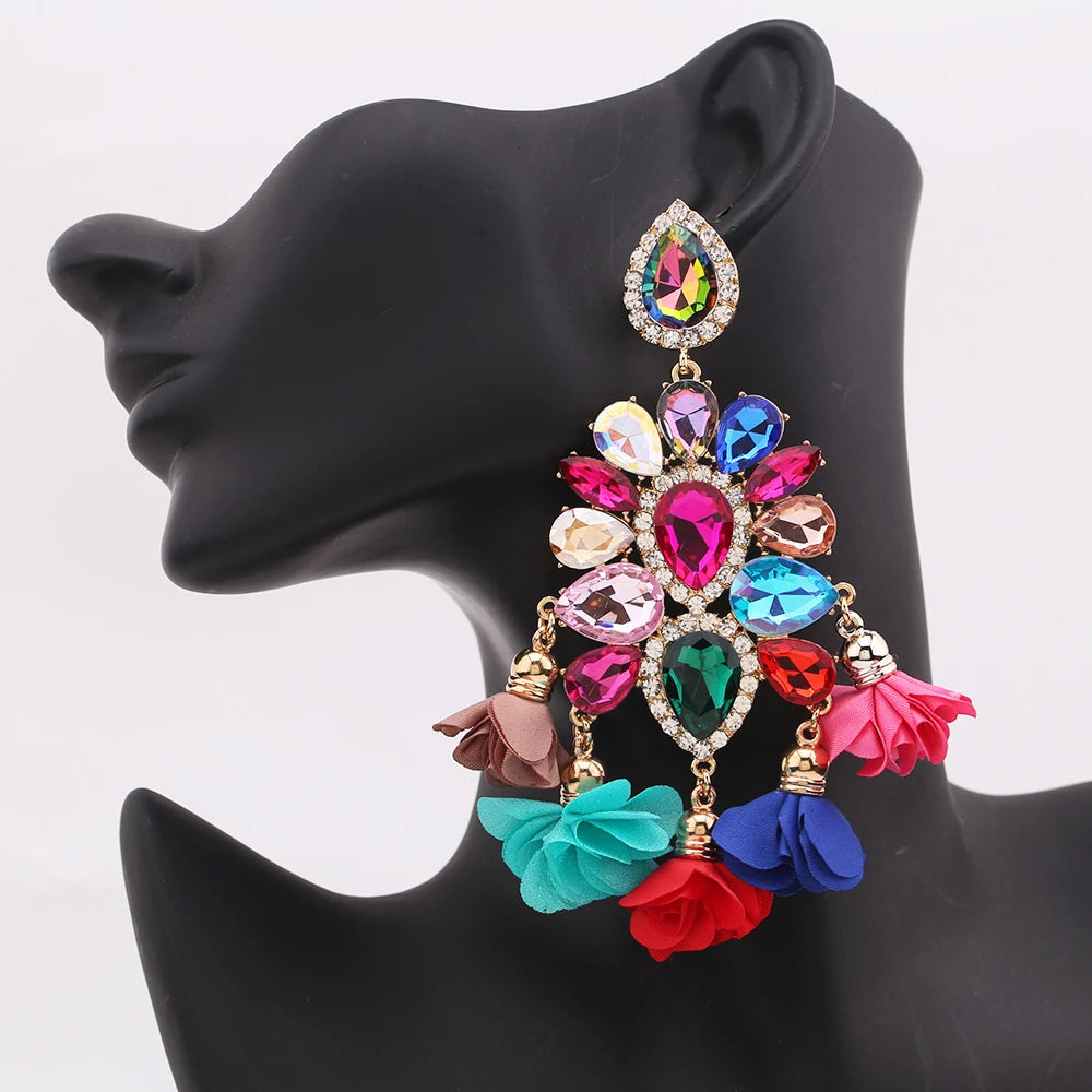 New Earrings Tassel Drop Earring Jewelry Earrings For Women Crystal Earrings Crown Dangle Earrings Long Earrings Boho Earings