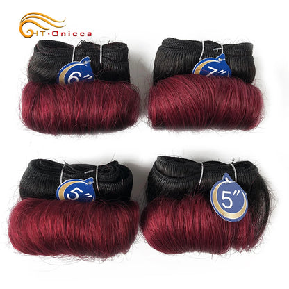 Brazilian Curly Hair Weave Bundles 100% Human Hair 4 Bundles Afro 1B 30 Burgundy Bundles Hair Extension 5 5 6 7 Inches Remy Hair