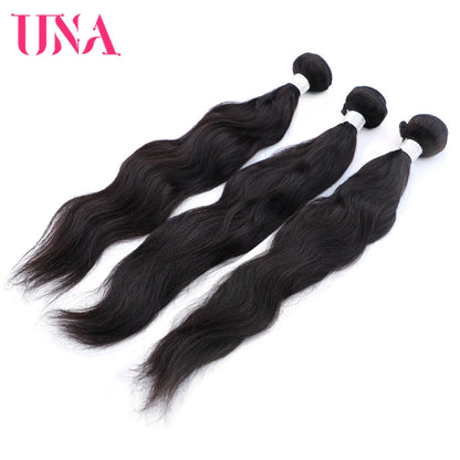 [UNA] Natural Wave 6A Low Ratio 8”-28” Indian Remy Hair Weave Natural Hair Weft Human Hair Bundles 100g