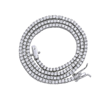 Tennis Necklace & Bracelet for Women – 2mm Pave Zircon Chain, Gold-Plated Brass, 6–20 Inch Lengths