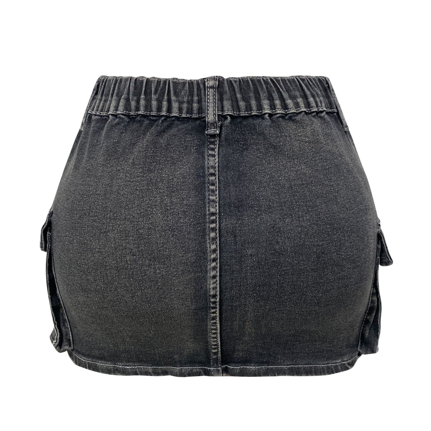 Denim Skirt Women Short Jeans Y2k Cargo Skirt Hip Wrap Elegant Splice Skirts Casual Pocket Button Streetwear Sexy Summer 2024