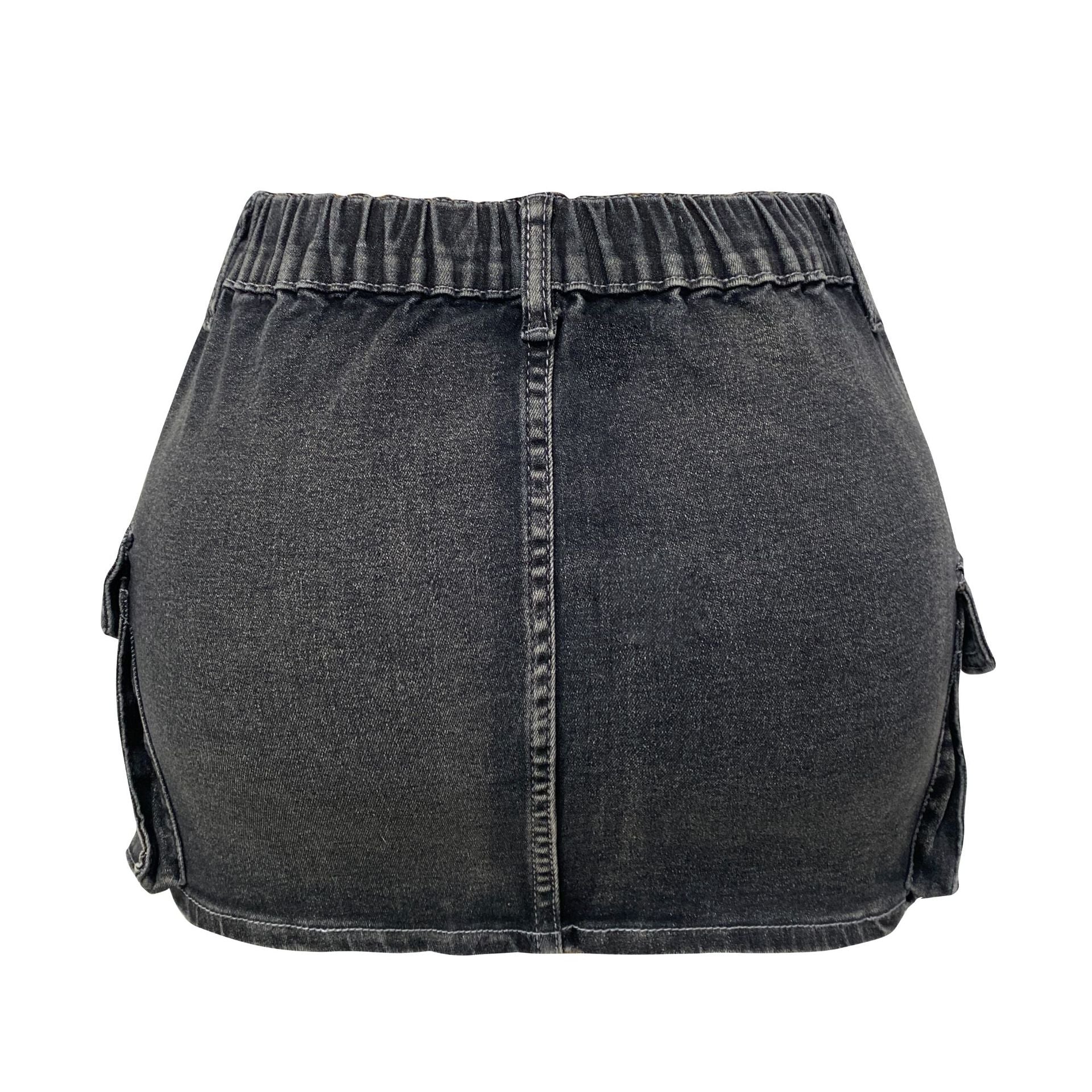 Denim Skirt Women Short Jeans Y2k Cargo Skirt Hip Wrap Elegant Splice Skirts Casual Pocket Button Streetwear Sexy Summer 2024