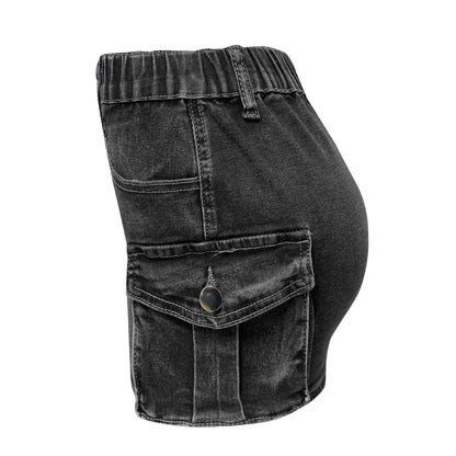 Denim Skirt Women Short Jeans Y2k Cargo Skirt Hip Wrap Elegant Splice Skirts Casual Pocket Button Streetwear Sexy Summer 2024