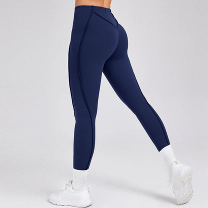 Women Nude Straps Yoga Pants Squat Proof Workout High Waist Leggings Fitness Pant Female Active Wear Legging