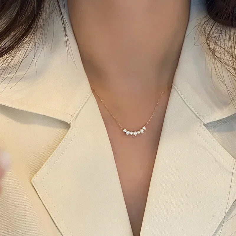 Necklace with geometric pendant CZ silver plated 925 or 18 carats, exquisite jewelry for women, wedding day, gift