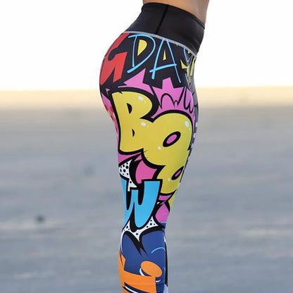 Print Yoga Pants Women Unique Fitness Workout Sports Running Leggings Sexy Push Up Gym Wear Elastic Slim 2025